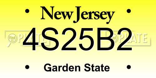 4S25B2 New Jersey License Plate