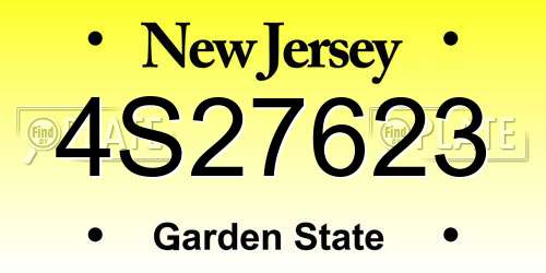 4S27623 New Jersey License Plate
