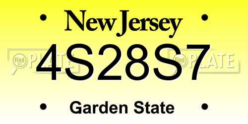 4S28S7 New Jersey License Plate