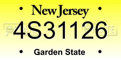 4S31126 New Jersey License Plate