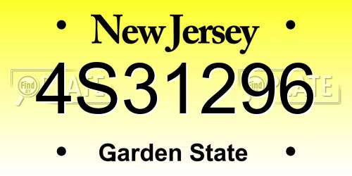 4S31296 New Jersey License Plate