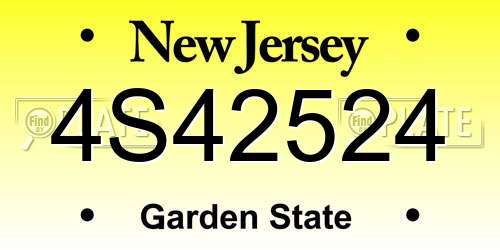 4S42524 New Jersey License Plate