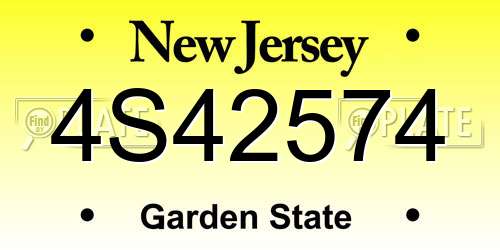 4S42574 New Jersey License Plate