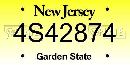 4S42874 New Jersey License Plate