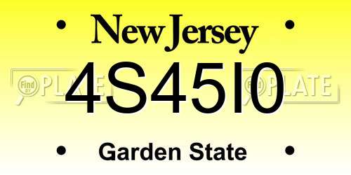 4S45I0 New Jersey License Plate