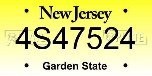 4S47524 New Jersey License Plate