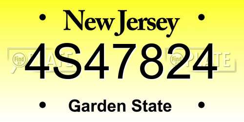 4S47824 New Jersey License Plate