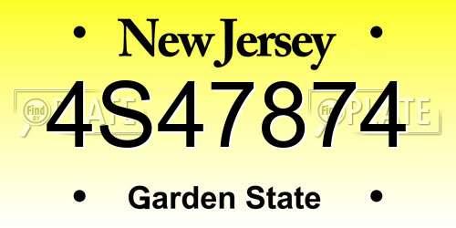 4S47874 New Jersey License Plate