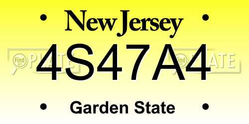 4S47A4 New Jersey License Plate