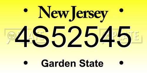 4S52545 New Jersey License Plate