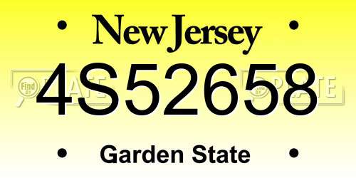 4S52658 New Jersey License Plate