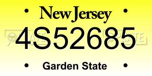 4S52685 New Jersey License Plate