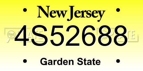 4S52688 New Jersey License Plate