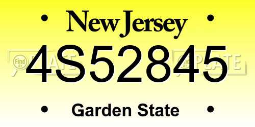 4S52845 New Jersey License Plate