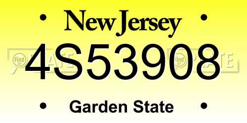 4S53908 New Jersey License Plate