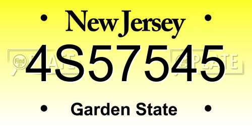 4S57545 New Jersey License Plate