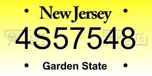4S57548 New Jersey License Plate