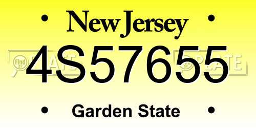 4S57655 New Jersey License Plate