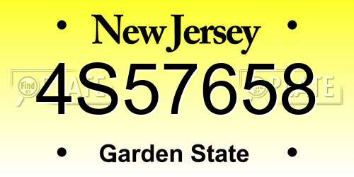 4S57658 New Jersey License Plate