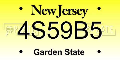 4S59B5 New Jersey License Plate