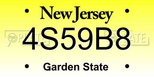 4S59B8 New Jersey License Plate