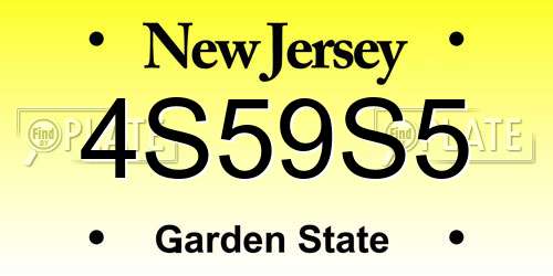 4S59S5 New Jersey License Plate