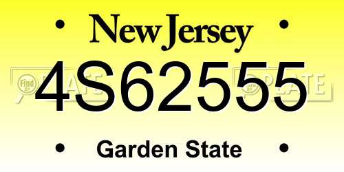 4S62555 New Jersey License Plate