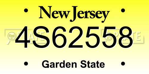 4S62558 New Jersey License Plate
