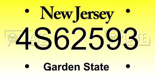 4S62593 New Jersey License Plate
