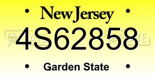 4S62858 New Jersey License Plate