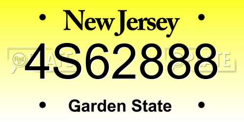 4S62888 New Jersey License Plate