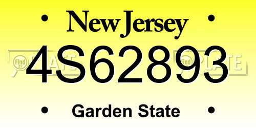 4S62893 New Jersey License Plate