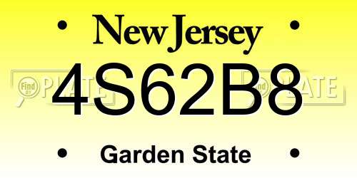 4S62B8 New Jersey License Plate