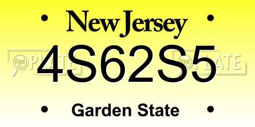 4S62S5 New Jersey License Plate