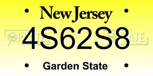 4S62S8 New Jersey License Plate