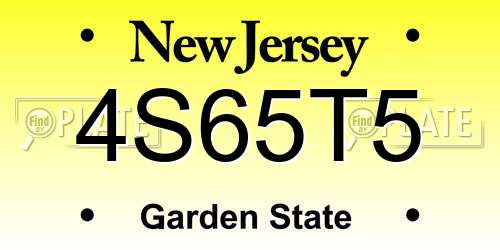 4S65T5 New Jersey License Plate
