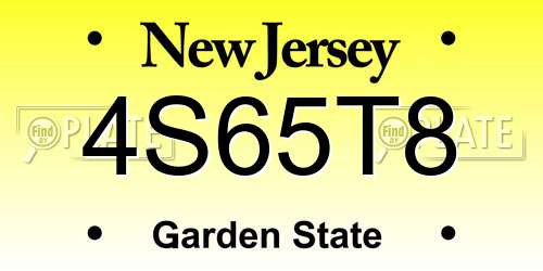 4S65T8 New Jersey License Plate