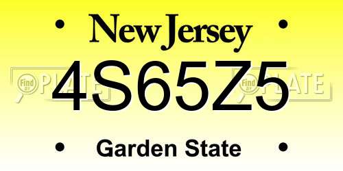 4S65Z5 New Jersey License Plate