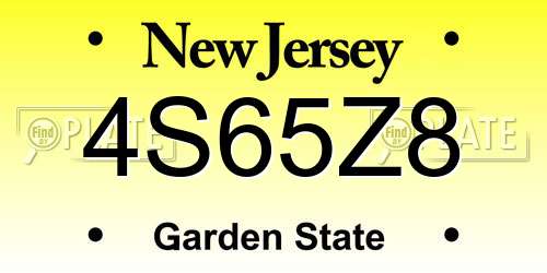 4S65Z8 New Jersey License Plate