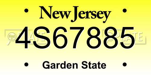4S67885 New Jersey License Plate