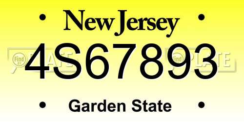 4S67893 New Jersey License Plate
