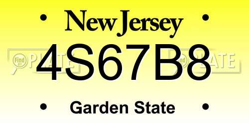 4S67B8 New Jersey License Plate