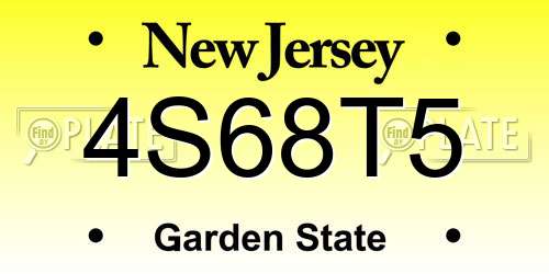4S68T5 New Jersey License Plate