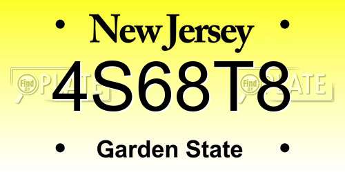 4S68T8 New Jersey License Plate