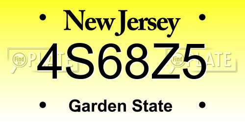 4S68Z5 New Jersey License Plate