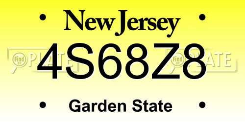 4S68Z8 New Jersey License Plate