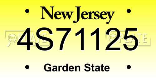 4S71125 New Jersey License Plate