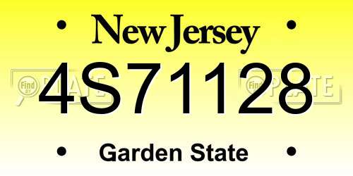 4S71128 New Jersey License Plate