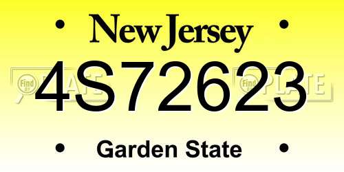 4S72623 New Jersey License Plate