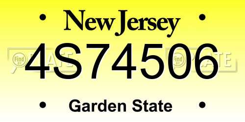 4S74506 New Jersey License Plate